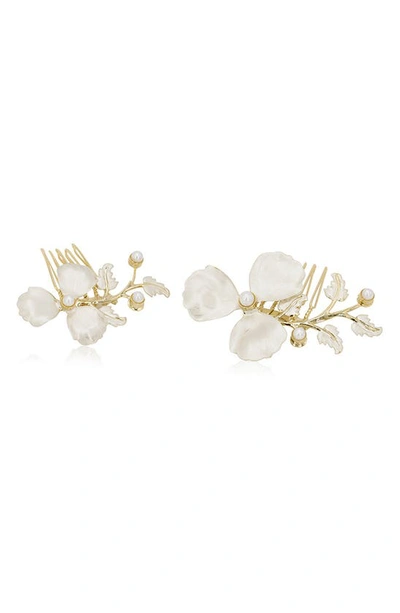 Brides And Hairpins Gabi Set Of 2 Imitation Pearl Hair Pins In Gold