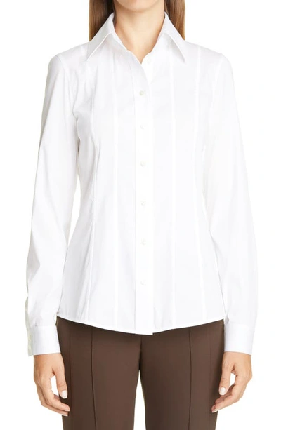 Lafayette 148 Abbott Stretch Poplin Shirt In White