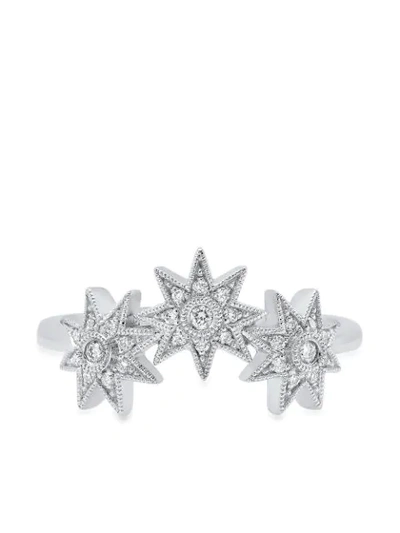Colette 18k白金曲线形星星钻石戒指 In Silver