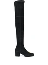 BALMAIN B PLAQUE THIGH-HIGH BOOTS