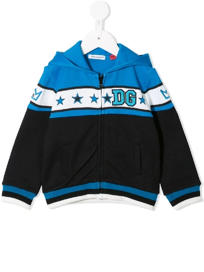 Dolce & Gabbana Babies' Logo Stripe Hoodie In Black