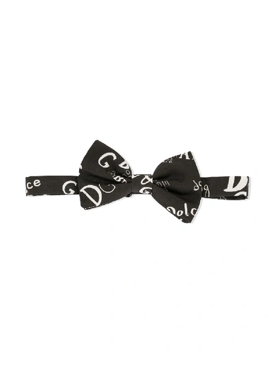 Dolce & Gabbana Kids' Logo-print Bow Tie In Black