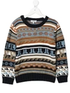Lanvin Enfant Mini-me Knitted Jacquard Jumper In Blue