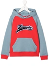 Lanvin Enfant Logo Patch Colour-block Hoodie In Red