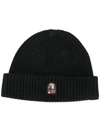PARAJUMPERS LOGO PATCH RIBBED BEANIE