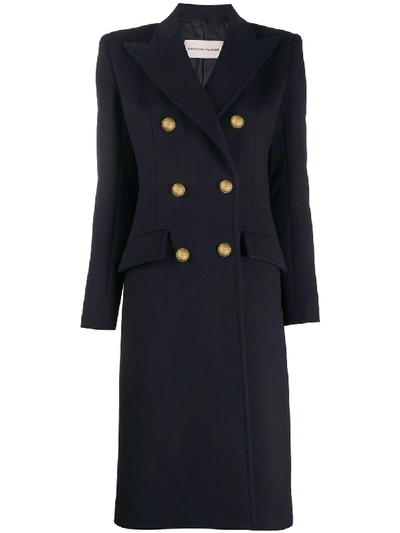 Alexandre Vauthier Double Breasted Melton Wool Long Coat In Black