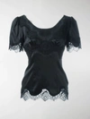Dolce & Gabbana Lace-trimmed Silk Satin Top In Black