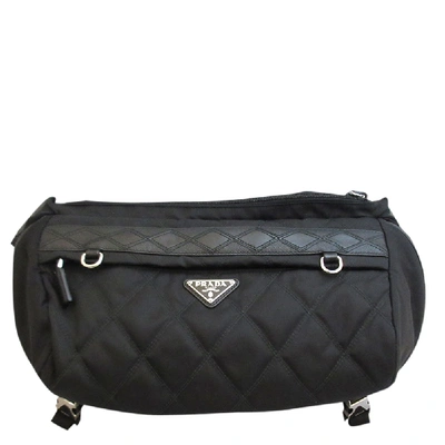 Pre-owned Prada Black Leather Nylon Belt Bag