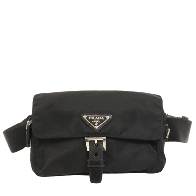 Pre-owned Prada Black Leather, Nylon Tessuto Belt Bags