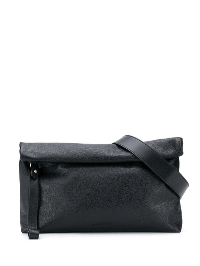 Ann Demeulemeester Logo-debossed Paper Bag Clutch In Black