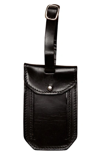 Moore & Giles Leather Luggage Tag In Brompton Black
