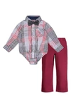 ANDY & EVAN SHIRTZIE BODYSUIT, BOW TIE & PANTS SET,NST26519A