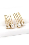 BRIDES AND HAIRPINS FEYA SET OF 2 IMITATION PEARL HAIR COMBS,2437