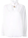 A SHIRT THING PENELOPE RUFFLED NECK BLOUSE