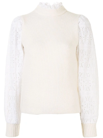 Sea Iris Cotton Eyelet Jumper In White