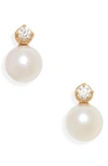 MIKIMOTO AKOYA CULTURED PEARL & DIAMOND STUD EARRINGS,MEQ10144ADXK