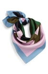 Tory Burch Color-block Silk Square Scarf In Ceramic Pink