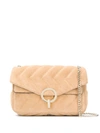 Sandro Yza Quilted Shoulder Bag In Brown