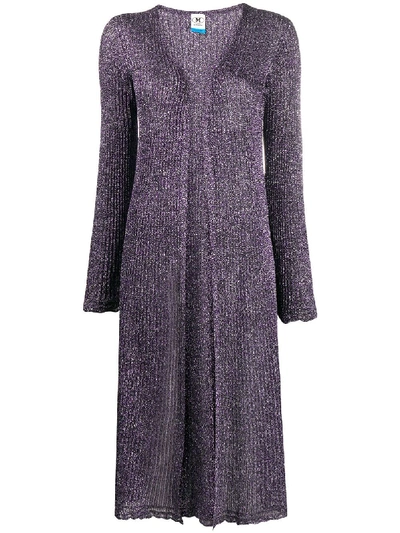 M Missoni Strickmantel Im Metallic-look In Purple