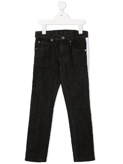Stella Mccartney Kids' Side Stripe Slim-fit Jeans In Black