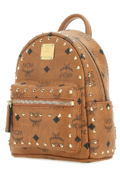 Mcm Visetos Studded Backpack In Brown