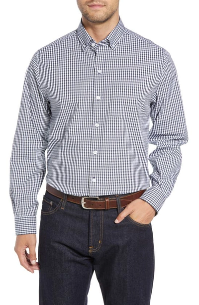 Cutter & Buck Regular Fit Gingham Non-iron Sport Shirt In Liberty Navy