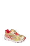 Tsukihoshi Kids' Glitz Washable Sneaker In Gold/ Coral