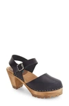 Mia Abba Womens Leather Ankle Strap Clogs In Black