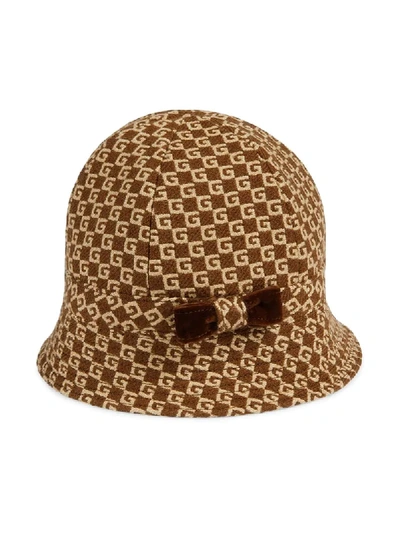 Gucci Kids' Square G Pattern Hat In Neutrals