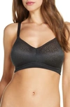 Wacoal Back Appeal Jacquard-print Underwired Stretch-woven Bra In Black