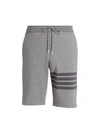 Thom Browne Medium Grey Cotton Loopback Tonal 4-bar Sweat Shorts In Grey