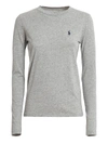 POLO RALPH LAUREN POLO RALPH LAUREN LOGO EMBROIDERY LONG SLEEVE T-SHIRT IN GREY