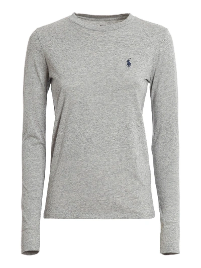 Polo Ralph Lauren Logo Embroidery Long Sleeve T-shirt In Grey