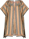 Burberry Icon Checked Silk Cape In Brown