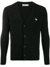 Maison Kitsuné Patch-detail Wool Cardigan In Black