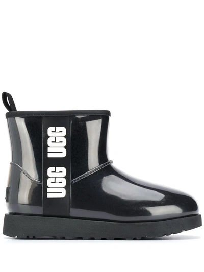 Ugg Classic Clear Mini Pvc And Faux-shearling Boots In Black