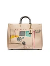 COACH Coach x Basquiat Famous Snakeskin-Trimmed Leather Tote