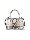 Balenciaga Women's Hourglass Snakeskin-embossed Leather Top Handle Bag In Ecru