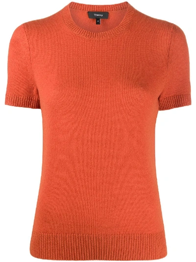 Theory Short-sleeve Cashmere Jumper In Orange