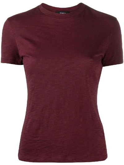 Theory Round Neck Slim Fit T-shirt In Red
