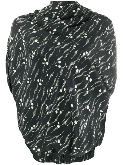 Isabel Marant Draped Short-sleeve Silk Top In Black