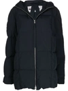Jil Sander Oversize Hooded Nylon Down Coat In Blue