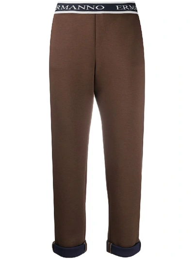 Ermanno Ermanno Logo Waistband Trousers In Brown