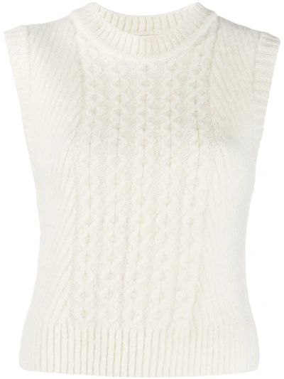 Low Classic Ribbed Knit Vest In White