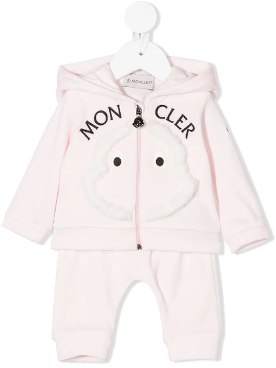 Moncler Babies' Girl's Two-piece Velour Jogging Set In Rosa