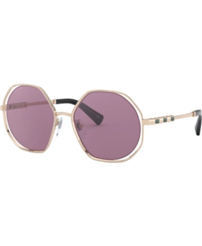 Bvlgari Le Gemme Spell Sunglasses In Pink Gold Plated,violet Internal Mirror