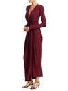 ALEXANDRE VAUTHIER GATHERED JERSEY PLUNGING LONG-SLEEVE GOWN,0400012469250