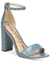 Sam Edelman Yaro Ankle Strap Block Heel Sandals In Smokey Blue Croco