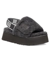 Ugg Disco Sheepskin Platform Slingback Sandals In Dark Grey