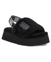 Ugg Disco Sheepskin Platform Slingback Sandals In Black